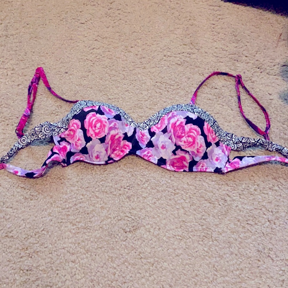 Floral bathing suit top.